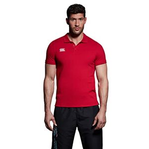 Canterbury Men's Waimak Cotton Polo Shirt, Rugby Shirt, Casual Top For Long Lasting Comfort, Flag Red, XS
