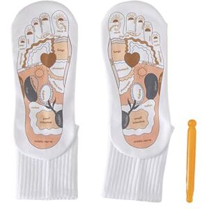 Aurgiarme Reflexology Socks with Massage Tool Reflexology Chart Socks Socks Foot Massage Socks for Tired Relieve Foot Massage Socks Reflexology Socks with Massage Tool Cotton Functional Socks