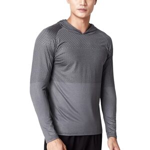 Lomhmn Casual T Shirt Tops for Men 2024 Fashion Tops Tees Men's Spring Summer Mesh Hooded Quick Drying Breathable Tights Sweat Basketball Training Sportswear Fitness Top Mens Tall T (Dark Gray, M)