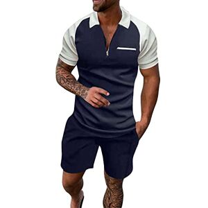 Btlankou Men's Tracksuits Joggers Sports Suit Two-Piece Sportswear Short Sleeve Polo Shirt and Shorts Set Mens Sportswear Clothing Sleeve Summer Sport Tracksuit Sets Black Grey Blue White Beige M-XXXL