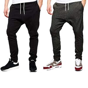 Owasi 2 Pack Mens Gym Joggers Sweatpants Tracksuit Jogging Bottoms Running Trousers with Pockets (1x Black + 1x Charcoal, XL)