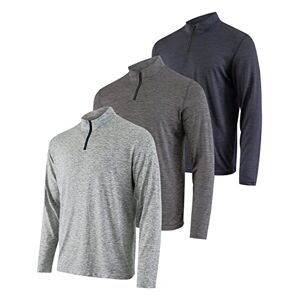 3 Pack: Mens Quarter 1/4 Zip Pullover Long Sleeve Jumper 1/2 Athletic Football Shirt Rugby Training Base Layer Gym Running Performance Golf Top Thermal Workout Sweatshirts Warm Jacket -Set 2,S