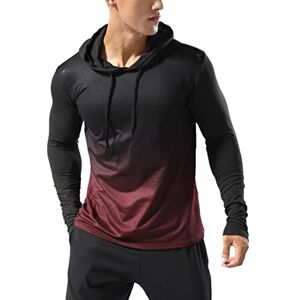 Muscle Alive Mens Thermal Lined Athletic Hoodie Pullover Long Sleeve Sweatshirts of Workout Running for Winter and Autumn Gradual Wine red XL