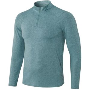 Sillictor Running Tops for Men Long Sleeve 1/4 Zip UPF 50+ Quick Dry Compression Tops Moisture Wicking Gym Football Training Sports T Shirts Mens Base Layer Tops for Ski Hiking Golf,516 Green S