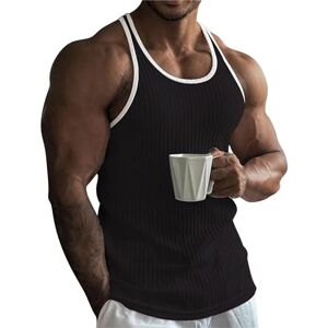 Funny Mens T-Shirts Athletic Sleeveless Striped Vest for Men Slim Fit Gym Tank Tops Training Bodybuilding Vests Sleeveless String Running Vest Simple Muscle Tank Top White Vests Summer Vests for Training Fitness