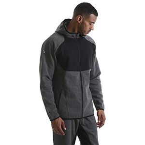 Ript Performance Men's Contrast Gym Training Sports Workout Activewear Full Zip Grey Marl/Black, X-Large, Sports Hoodie