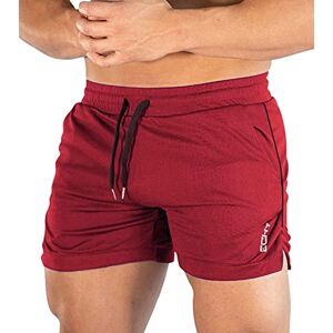 Superora Men's Running Gym Sport Breathable Outdoor Workout Training Pockets Shorts, Red, XXL