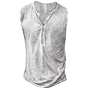 Snakell Men's Cotton Linen Gym Tank Tops Sports T Shirt Sleeveless Tops Vests Bodybuilding Training Gym Tank Tops Workout Running Summer Fitness Athletic Tank Top Sports T Shirt Muscle Vest (X1-White, M)