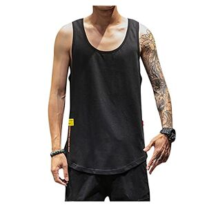 Men's Big & Tall Tank Tops Casual Round Neck T-Shirts Basketball Fitness Clothing Athletic Vest Black