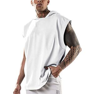 Generic Summer Shirts for Men Mens Vests Cotton Shirt Running Vest Gym Vest Sleeveless Hooded Vest Beach T Shirt Fitness White