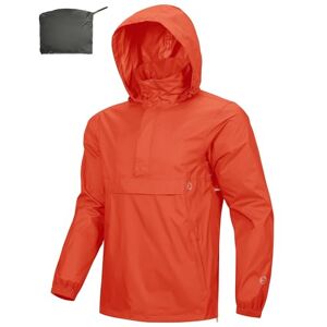 Outdoor Ventures Rain Jacket for Men Waterproof Pullover Lightweight Hooded Windbreaker Outdoor Raincoat Packaway Breathable Windproof Shell Jacket for Travelling, Camping, Hiking, Red 3XL