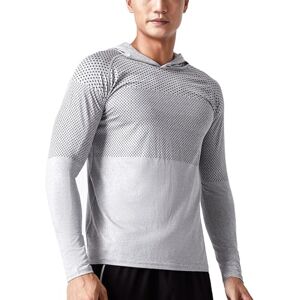 Lomhmn Casual T Shirt Tops for Men 2024 Fashion Tops Tees Men's Spring Summer Mesh Hooded Quick Drying Breathable Tights Sweat Basketball Training Sportswear Fitness Top Mens Tall T (Grey, XXXXL)