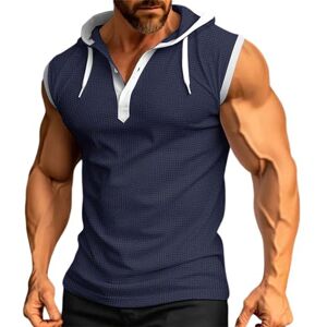 Generic Men's Offer Sleeveless Vest for Men, Men's Jumpers, Casual, Fitness, Sports, Loose Hooded Sweatshirt, Polo Shirts Cheap, blue, XL