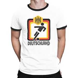 FC Liga Deutschland Germany - Mens Football Retro Square Design Organic Cotton T-Shirt