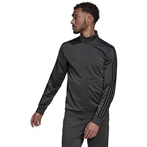 adidas Men's Standard Essentials Warm-Up 3-Stripes Track Top, Dark Grey Heather/Black, 4X-Large