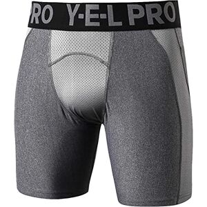 Sillictor Mens Compression Shorts Mesh Moisture Wicking Running Underwear Men Anti Chafing Tight Gym Shorts Men Fitness Underwear for Football Cycling Training,Breathable Muscle Support 1045 Grey XL