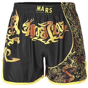 Kaerm Men's Workout Athletic Shorts MMA Boxing Fighting Shorts Muay Thai Shorts Sport Trunks Black L