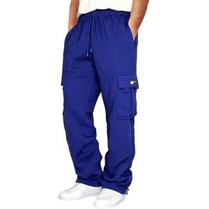 Snakell Mens Fleece Joggers Winter Warm Thermal Trousers Thick Athletic Tracksuit Bottoms Fleece Lined Jogging Bottoms Drawstring Lounge Pants with Pockets (Blue, XL)