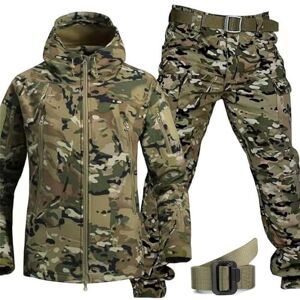 MHNFGDSE Men Tactical Uniforms Military Waterproof Army Combat Suit Sets Camouflage Softshell Jacket Pants Hunt Clothes BDU Hunting Military Uniform Shooting Militar Clothes Suit,A,XL