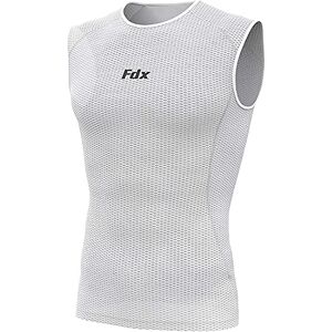 FDX Cool Mesh Base Layer Sleeveless - Men, Women Summer Cycling Vest - Ultralight, Breathable, Anti-Odour Bicycle Skins Tops - Under-Shirts for Running, Gym, Workout Training, Hiking (White, X-Large)