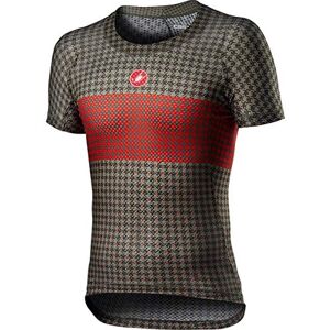 castelli Men's Pro Mesh M Short Sleeve T-Shirt, Bark Green/Fiery Red, XL