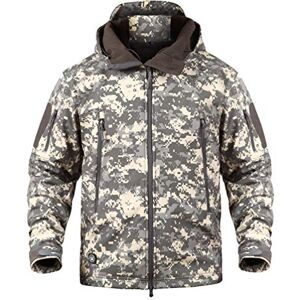 Ketamyy Mens Camo Tactical Coat Hooded Autumn Winter Outdoor Army Military Softshell Fleece Lined Waterproof Windproof Warm Hunting Hiking Jacket ACU 4XL