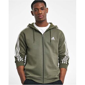 adidas 3 Stripes Fleece Full Zip Hoodie Olive S34/37 male