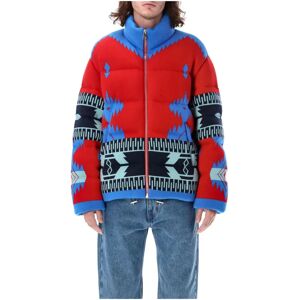 Alanui , Red Multicolor Geometric Puffer Jacket Aw22 ,Multicolor male, Sizes: L