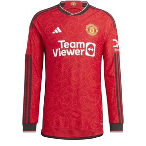 adidas Manchester United Long Sleeve Authentic Home Shirt 2023 2024 Adults - male - Colleg Red - L