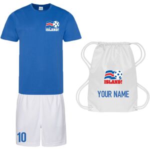 UKSoccershop Personalised Iceland Training Kit Package - Blue - male - Size: Medium (38-40\