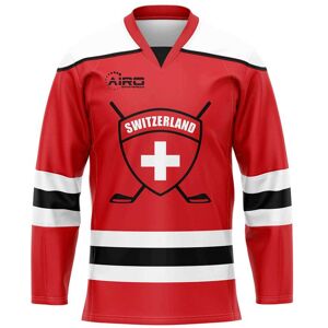 Airo Sportswear Switzerland Home Ice Hockey Shirt - Red - male - Size: Large 42-44\" Chest (104-112cm)