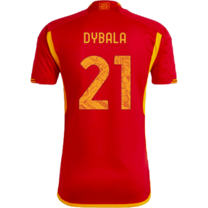 adidas 2023-2024 AS Roma Home Shirt (DYBALA 21) - Red - male - Size: Small 36-38\" Chest