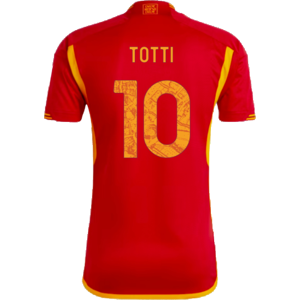 adidas 2023-2024 AS Roma Home Shirt (TOTTI 10) - Red - male - Size: Small 36-38\" Chest