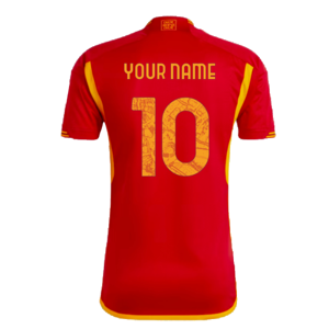 adidas 2023-2024 AS Roma Home Shirt (Your Name) - Red - male - Size: Small 36-38\" Chest