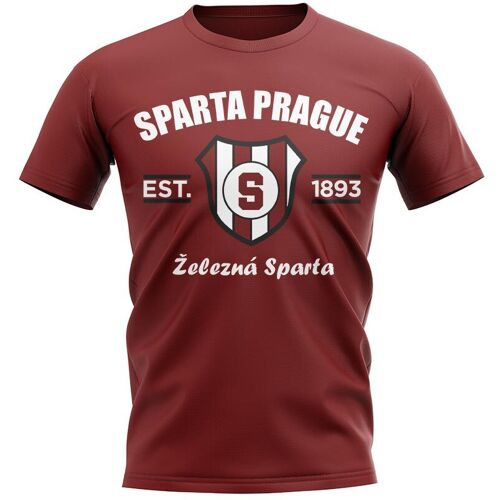 UKSoccershop Sparta Prague Established Football T-Shirt (Maroon) - Maroon - male - Size: Small (34-36\\")