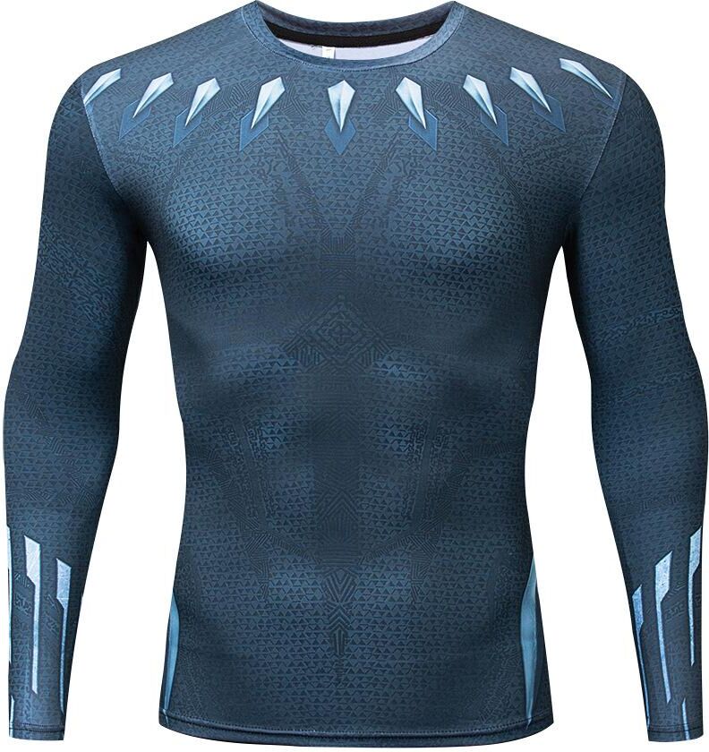 rocacorp Mens Training Compression Shirt 3D Printed T-shirts Quick Dry Running Tights Long Sleeve Sportswear Workout Clothes