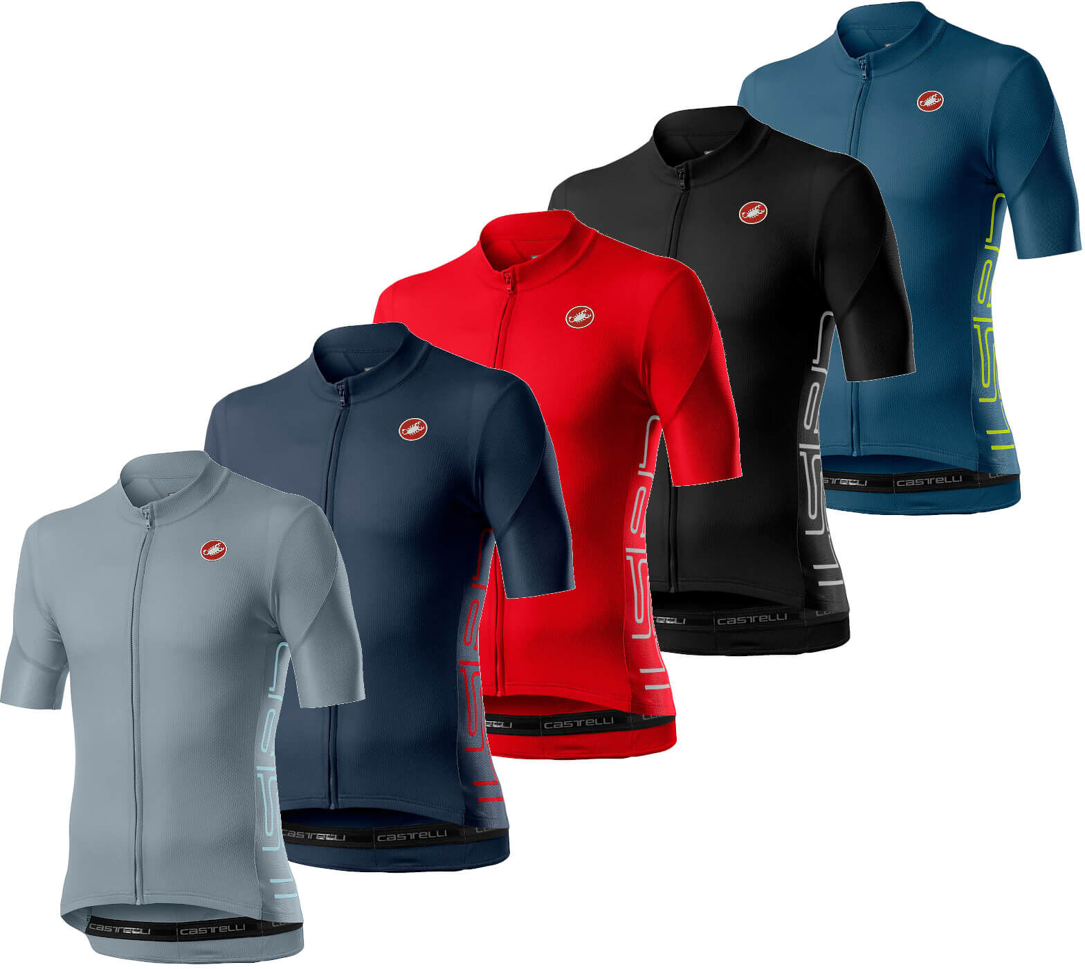 Castelli Entrata V Jersey - S - Savile Blue/Celeste/Saffron; male