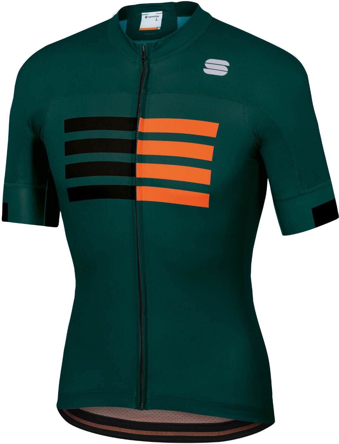 Sportful Wire Jersey - L - Sea Moss/Black/Orange SDR; male