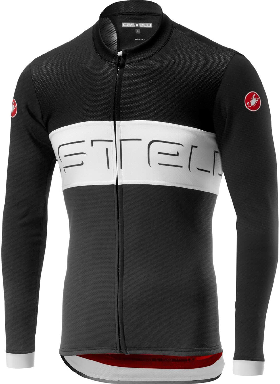 Castelli Prologo VI Long Sleeve Jersey - L - Black/Ivory/Dark Grey; male