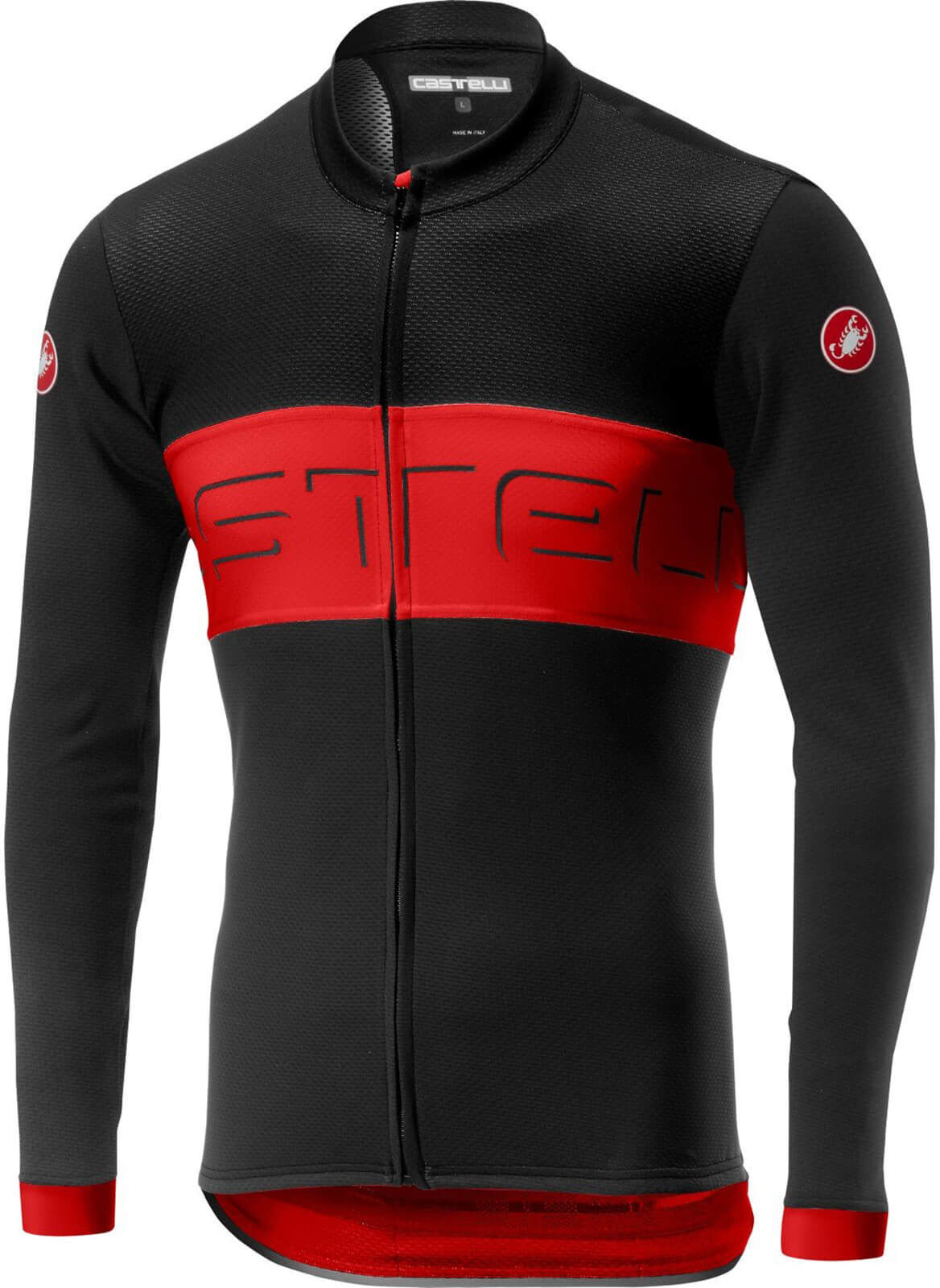 Castelli Prologo VI Long Sleeve Jersey - L - Black/Red/Black; male