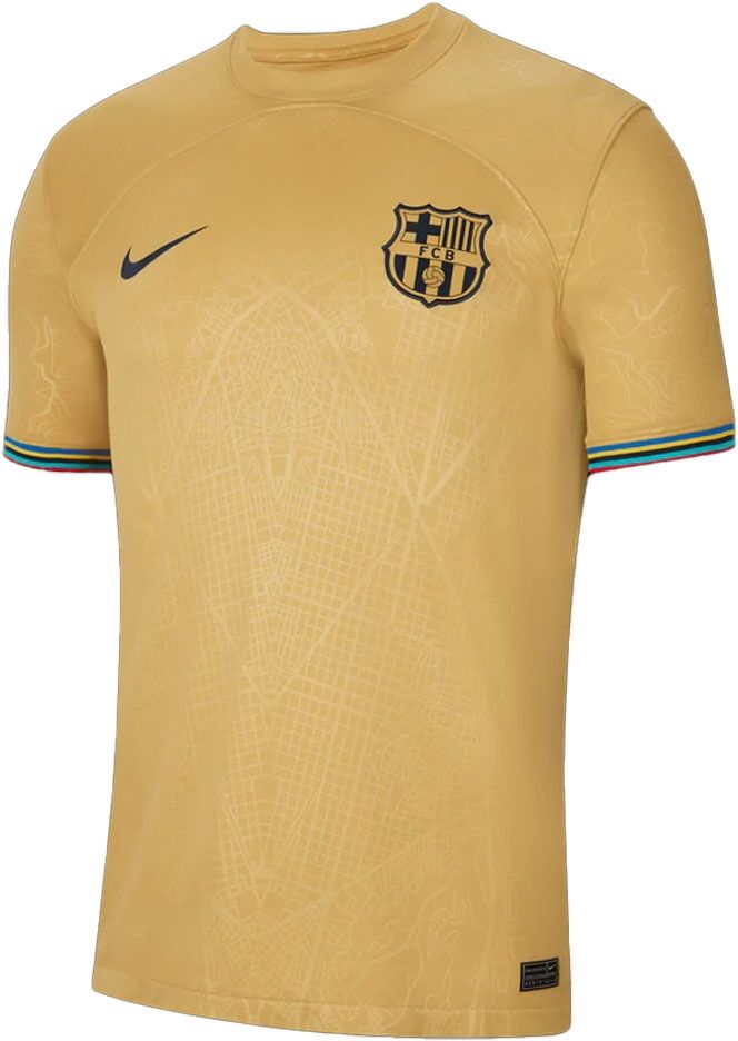 Photos - Football Kit Nike 2023 Barcelona Away Shirt - Gold - male - Size: Medium 38-40\" C  2022