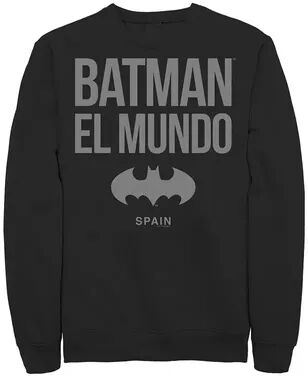 Licensed Character Men's Batman: El Mundo Spain Icon Logo Sweatshirt, Size: XXL, Black