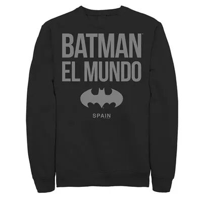 Licensed Character Men's Batman: El Mundo Spain Icon Logo Sweatshirt, Size: Small, Black