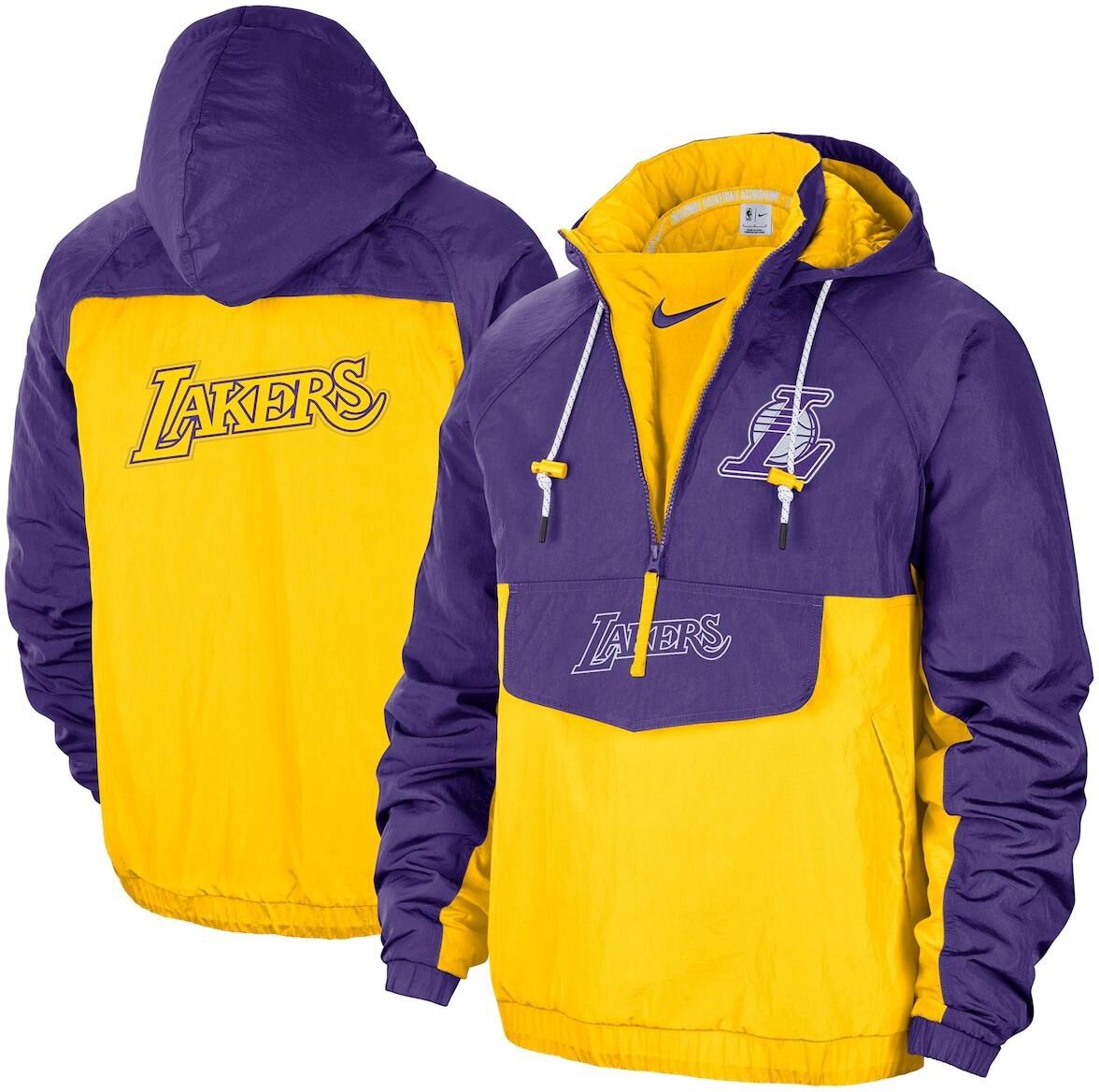 Nike Men's Nike Purple, Gold Los Angeles Lakers 2021/22 City Edition Colorblock Crinkle Woven Half-Zip Pullover Jacket - Purple, Gold