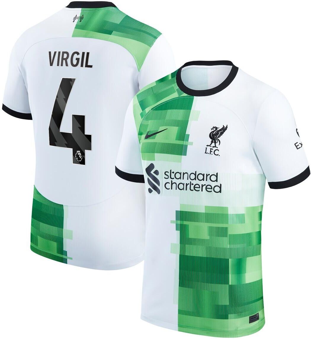 Men's Nike Virgil van Dijk White Liverpool 2023/24 Away Replica Player Jersey - White