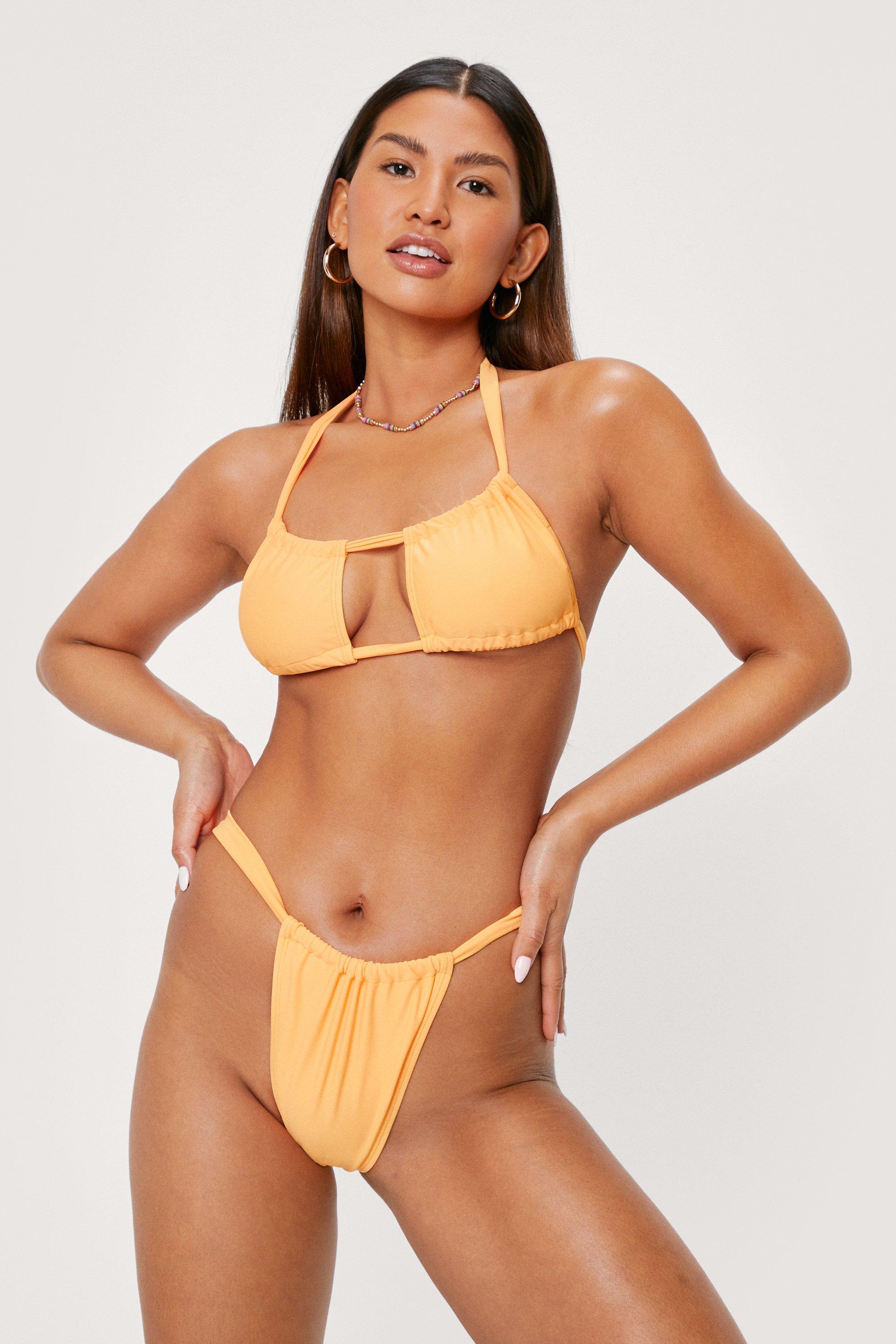 Nasty Gal Womens Cut Out Bandeau Bikini Set - Orange - 6, Orange