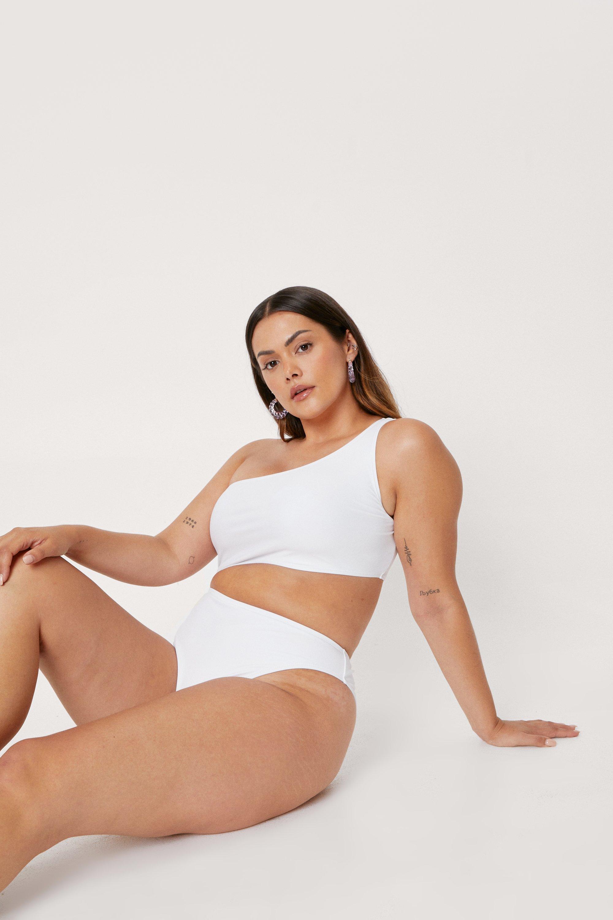 Nasty Gal Womens Plus Size One Shoulder Cut Out Swimsuit - White - 26, White