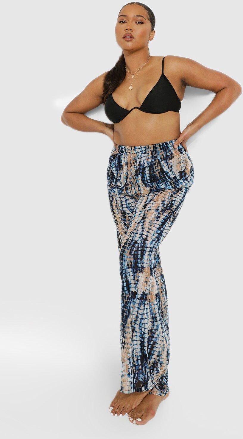 Boohoo Plus Tie Dye Beach Pants- Blue  - Size: 18