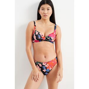 C&A Bikini-Hose-Mid Waist-LYCRA® XTRA LIFE™-geblümt, Schwarz, Größe: 44 Weiblich