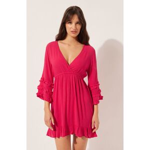 Calzedonia Kleid mit V-Ausschnitt und Rüschen Frau Rosa Größe S